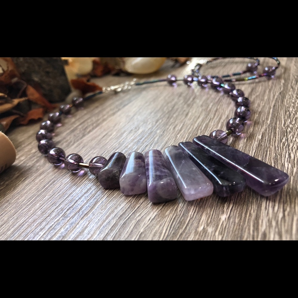 Handmade  Amethyst Stone choker style necklace